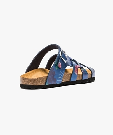 nu-pieds semelle cuir motif floral bleu sandales plates et nu-pieds6958401_4