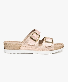 nu-pieds confort femme avec dessus paillete et boucles metalliques rose mules et sabots6960301_1