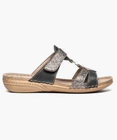 GEMO Sandales confort en cuir ajustables par scratch noir standard