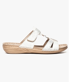 sandales confort en cuir ajustables par scratch blanc mules et sabots6960901_1