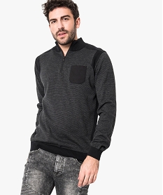 pull bicolore pour homme avec col montant zippe gris6964701_1