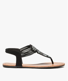 GEMO Sandales à entre-doigt avec brides élastiquées à strass femme - Valentina Baldano noir standard