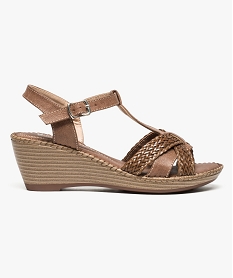 GEMO Sandales confort compensées à brides tressées marron standard