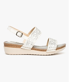 GEMO Sandales confort casual chic à strass Blanc