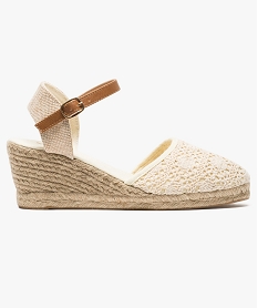 GEMO Espadrilles femme en crochet à talon compensé Beige