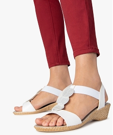 sandales confort femme metallisees a talon compense blanc6986001_1
