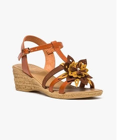 sandales femme compensees avec fleur coloree en textile orange6986101_2