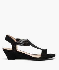 GEMO Sandales femme compensées avec strass noir standard