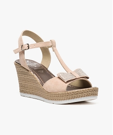 chaussures compensees type espadrilles a nœud rose6988501_2