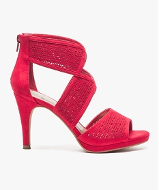 GEMO Escarpins ouverts avec talon haut et talon zippé Rouge