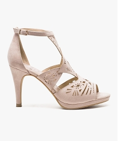 GEMO Nu-pieds à talon aiguille avec dessus perforé Rose