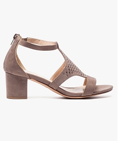 GEMO Nu-pieds avec dessus ajouré et strass Brun