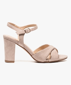 GEMO Sandales à talon toucher velours Rose