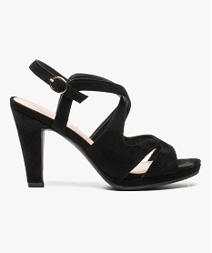GEMO Sandales femme à talon haut dessus texturé noir standard