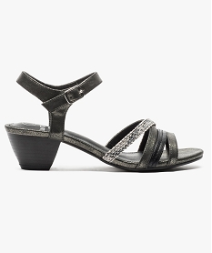 GEMO Sandales multimatières à talon large Noir