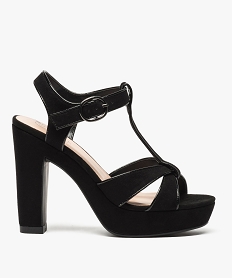 GEMO Sandales femme avec plateforme et haut talon noir standard