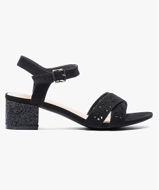 GEMO Nu-pieds ajourés à talons pailletés Noir