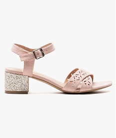 GEMO Nu-pieds ajourés à talons pailletés Rose