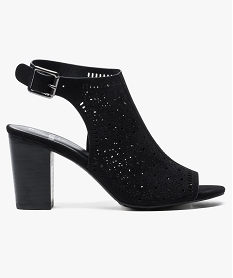 GEMO Low-boots ajourés à talon et bout ouverts Noir