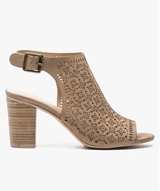 GEMO Low-boots ajourés à talon et bout ouverts Brun