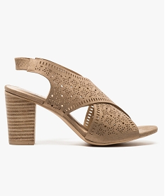 GEMO Chaussures à brides croisées ajourées Brun