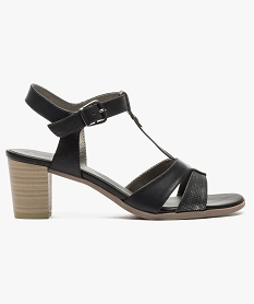 GEMO Nu-pieds bicolores à talon avec fermeture boucle Noir