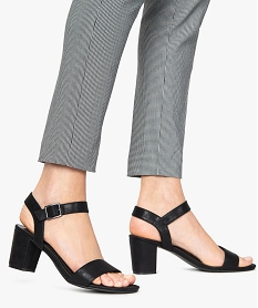 GEMO Sandales femme à talon et larges brides noir standard