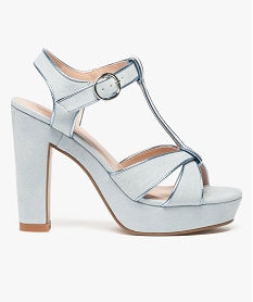 GEMO Sandales femme avec plateforme et haut talon Bleu
