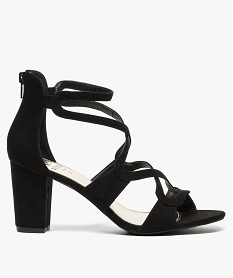 GEMO Sandales femme à talon zippé et brides entrecroisées noir standard