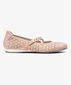 GEMO Ballerines ajourées à brides et strass rose standard
