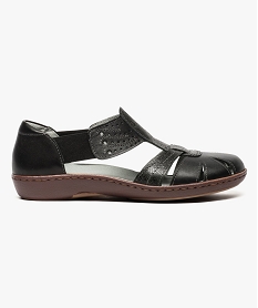 GEMO Sandales femme confort dessus cuir à brides élastiquées noir standard