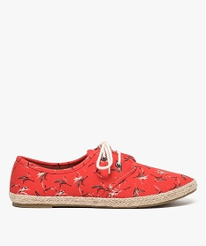 GEMO Tennis femme en toile avec bord de semelle en corde Rouge