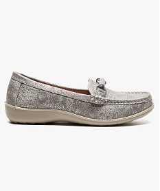 GEMO Mocassins confort femme avec boucle métallique sur le dessus Gris