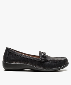 GEMO Mocassins confort femme avec boucle métallique sur le dessus noir standard