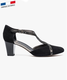 salomes en cuir suede avec brides pailletees noir escarpins7014501_1