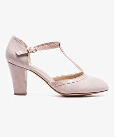 escarpins femme a talon dessus en suedine et bride vernie style salome rose7017001_1