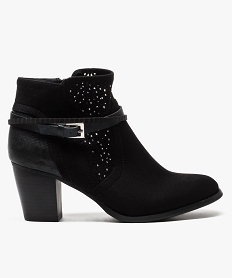 GEMO Boots à talon avec tige ajourée et strass Noir