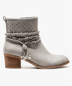 GEMO Boots avec tige perforée et brides fantaisie Beige