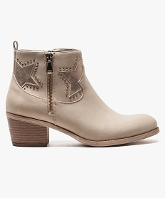 GEMO Boots avec motifs étoiles et zip décoratif Beige