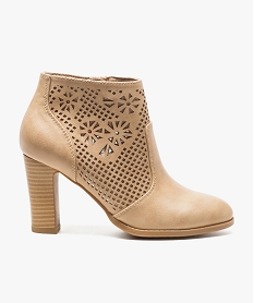 GEMO Boots à talon avec tige ajourée Beige