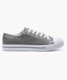 GEMO Baskets basses en toile irisée fermeture lacets gris standard