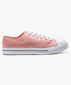 GEMO Baskets basses en toile irisée fermeture lacets rose standard