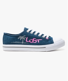 GEMO Baskets basses en denim avec motif sur le côté bleu standard