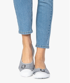 GEMO Ballerines femme en toile avec bout renforcé gris standard