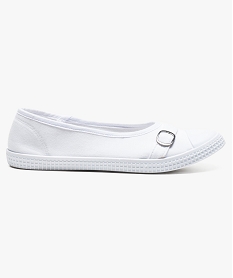 GEMO Ballerines femme en toile avec bout renforcé Blanc