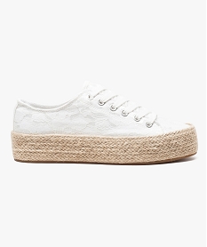 GEMO Baskets basses en toile irisée avec semelle plateforme en corde blanc standard