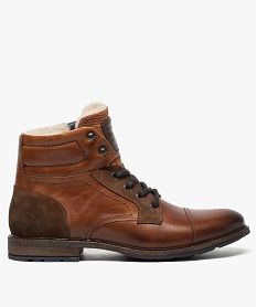 GEMO Boots homme dessus cuir et fermeture à lacets marron vif