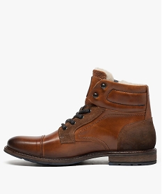 boots homme dessus cuir et fermeture a lacets orange bottes et boots7032601_3
