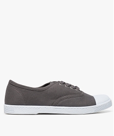 GEMO Baskets en toile avec lacets et bout renforcé femme Gris