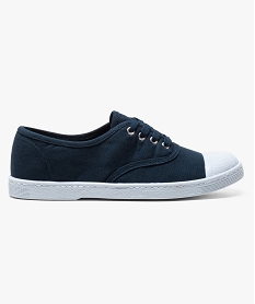 GEMO Baskets femme en toile avec lacets et bout renforcé bleu chine